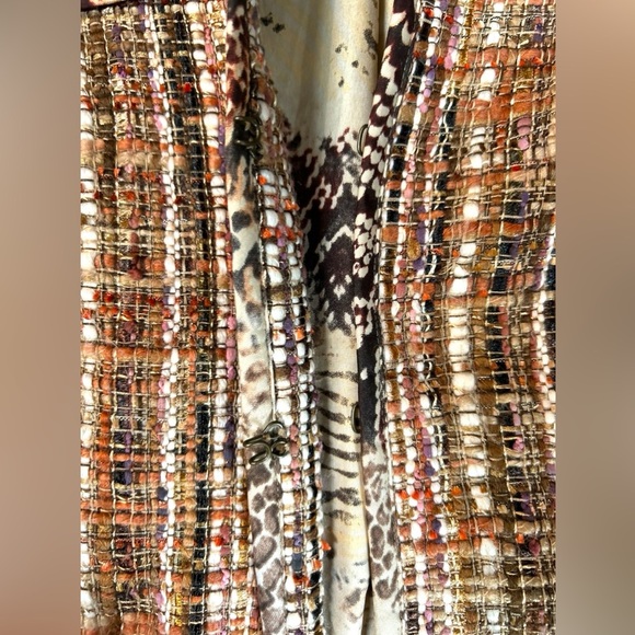 Chicos Womens Fringe Tweed Ina Wool Blend Jacket Blazer Animal Print Lining Trim - Picture 8 of 9